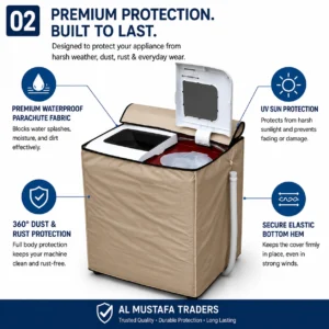 Dustproof and UV protection beige twin tub washing machine cover with elastic bottom hem
