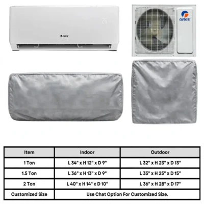 Split AC Cover in Pakistan Size Chart and Dimensions