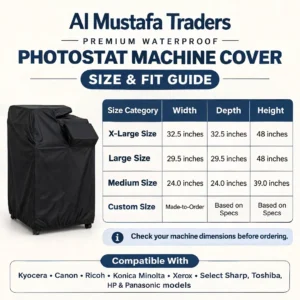 Waterproof Photostat Machine Cover size chart